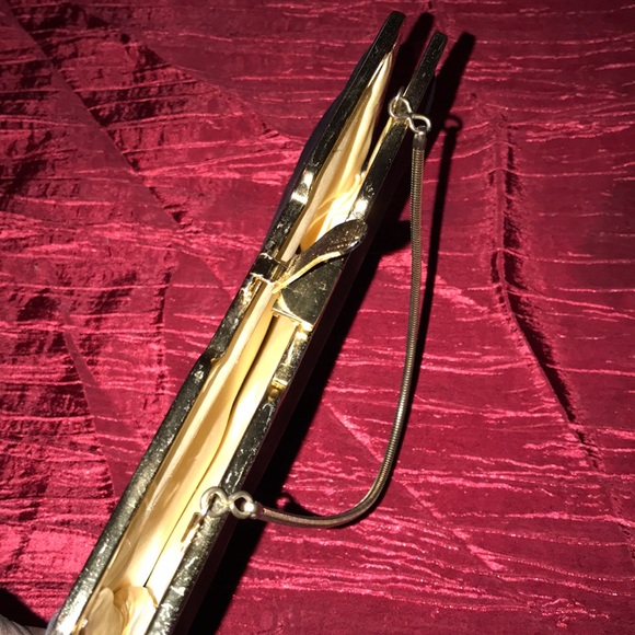 Vintage Black Satin Clutch - Picture 6 of 7